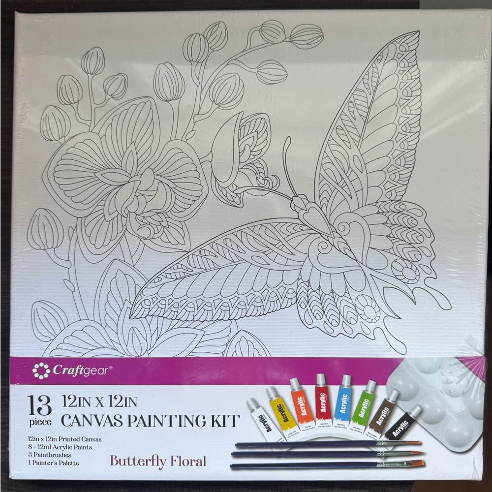 Butterfly & Orchid Flower Canvas Painting Kit for Adults